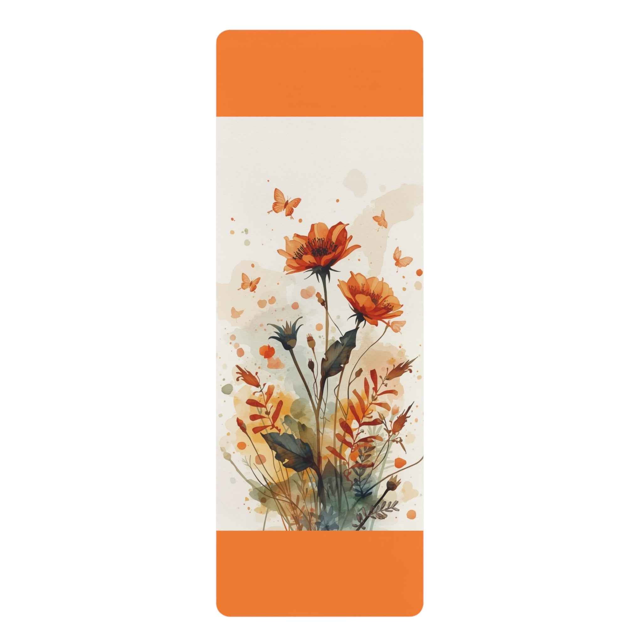 Floral Yoga Mat - Non-Slip Rubber Exercise Mat for Home and Studio